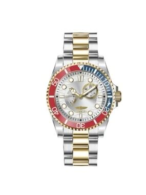 Invicta Two-Tone Gold & Silver Watch with Red and Blue Bezel